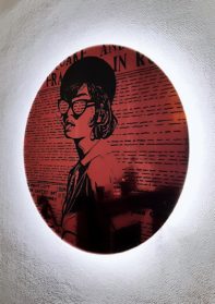 Alexie Crepeau Cadet dessin sur miroir à led