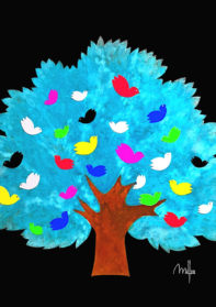 Lucien Mélou représentation d'un arbre techniques mixtes