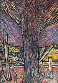 Arbre coloré technique mixte