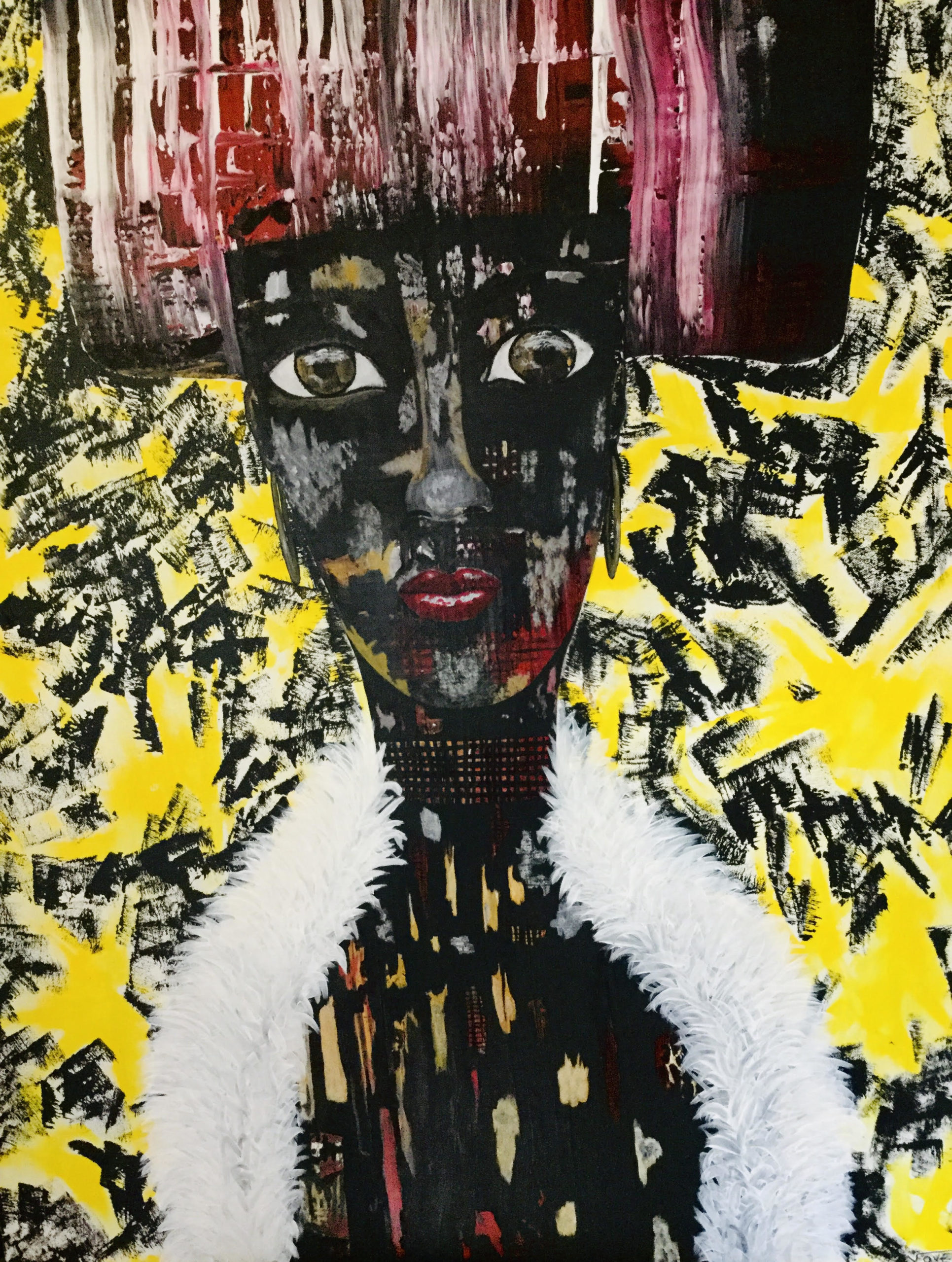 Acrylique la poivrière en Afrique sous fond jaune