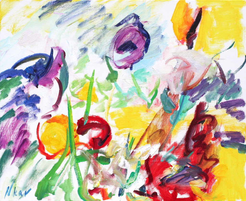 NIna Nkar.Fraicheur du printemps,2019 huile sur toile,61x50 Magazine Art Mag